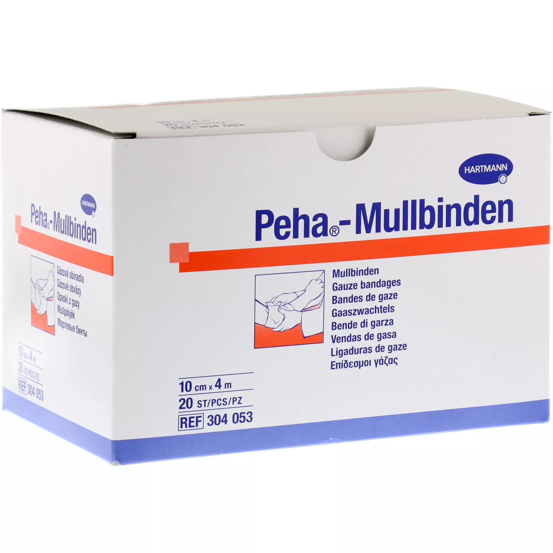 Gauze bandage Peha-Mullbinde 10cm x 4m 20pcs. Hospital Packaging REF:304053 Hartmann