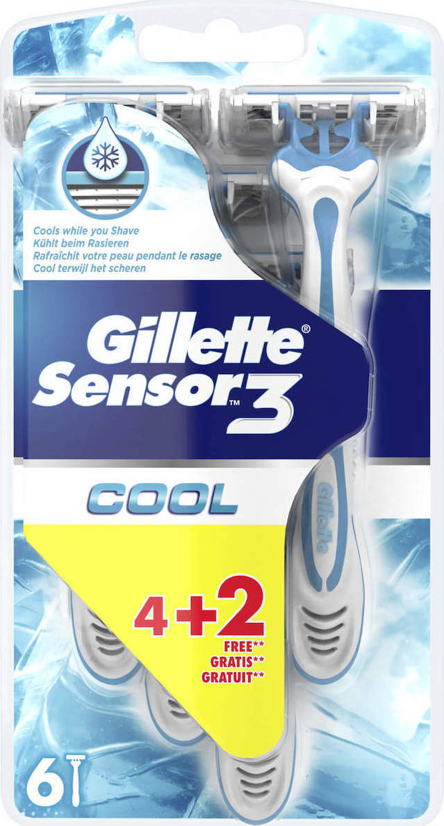 Gillette Ξυραφάκια Μιας Χρήσης για Άνδρες Sensor 3 Ice (4+2τμχ Δώρο)