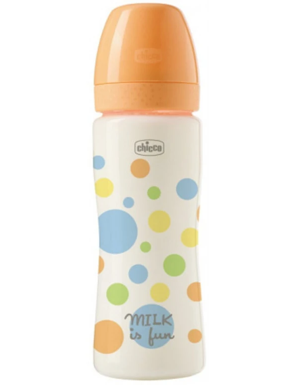 Chicco Μπιμπερό Πλαστικό με Θηλή Σιλικόνης Perfect Easy 330ml Πορτοκαλί 20245-20