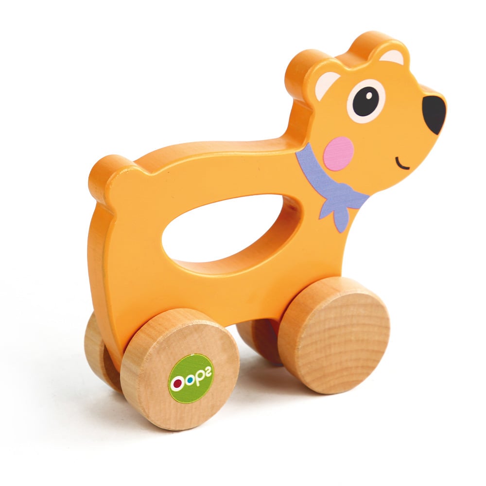 Oops Wooden Teddy Bear With Wheels 6m+ X30-17011-11 by Chicco