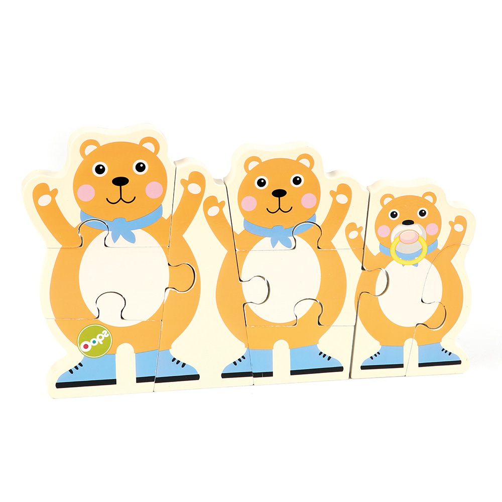 Oops Developmental Wooden Puzzle 2 in 1 Teddy Bear 9pcs 18m+ X30-16017-11 by Chicco